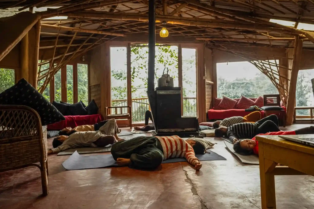 Yoga sessions for our waste management team “The Green Milers” at TIEEDI, Darjeeling